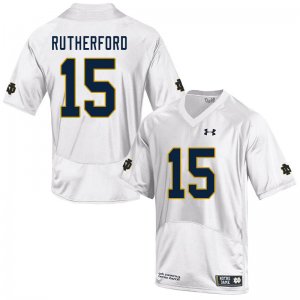 Notre Dame Fighting Irish Men's Isaiah Rutherford #15 White Under Armour Authentic Stitched College NCAA Football Jersey CAY1299FO